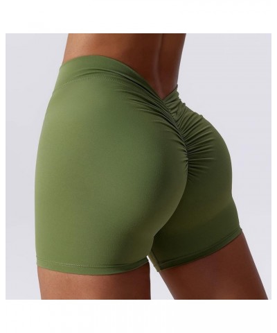 Women's Workout Shorts V Back Gym Biker Shorts Scrunch Butt Lifting, Buttery Soft Seamless Yoga Shorts Pink&olivedrab $9.71 A...