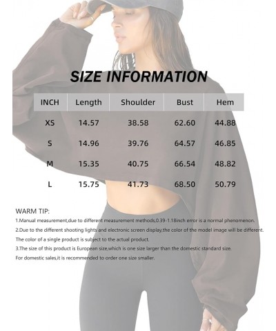 Women Long Sleeve Cropped Sweat Shirts Drop Shoulder Oversized Crewneck Y2k Tees Pullover Tops Black $14.21 Hoodies & Sweatsh...