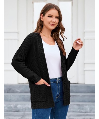 Women's Open Front Knit Cable Cardigan Sweater V Neck Long Sleeve Cardigans Button Down Oversized Outerwear Gray $16.45 Sweaters