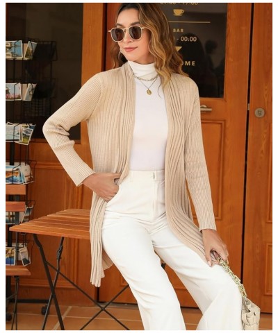 Womens Cardigan Sweaters for Women Lightweight Long Sleeve Open Front Casual Knit Sweaters Coat Soft Sweaters Khaki $11.07 Sw...