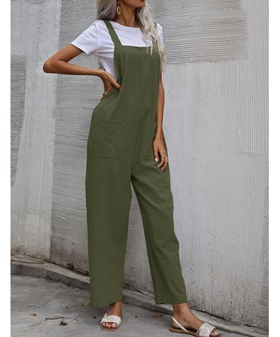 Women Long Casual Loose Bib Pants Overalls Baggy Rompers Jumpsuits with Pockets Green $14.39 Overalls