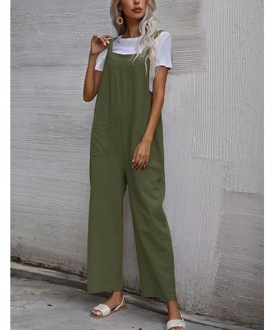 Women Long Casual Loose Bib Pants Overalls Baggy Rompers Jumpsuits with Pockets Green $14.39 Overalls