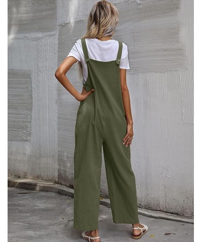 Women Long Casual Loose Bib Pants Overalls Baggy Rompers Jumpsuits with Pockets Green $14.39 Overalls