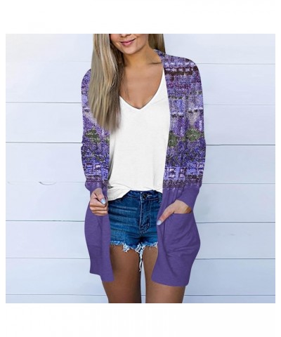 Long Sleeve Cardigan for Women Plus Size Open Front Kimono Cardigan with Pockets Elastic Loose Fit Tunic Shirts 3-purple $11....