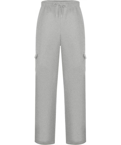 Women's Cargo Sweatpants Baggy Plus Size Drawstring Open Bottom Jogger Pants with Pockets Cute Warm Sweat Pants Grey $10.25 A...