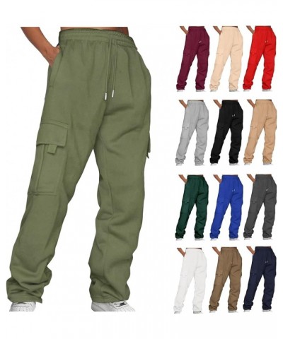 Women's Cargo Sweatpants Baggy Plus Size Drawstring Open Bottom Jogger Pants with Pockets Cute Warm Sweat Pants Grey $10.25 A...