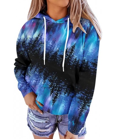 Women's Tie Dye Color Block Long Sleeve Hoodies Floral Printed Pullover Drawstring Sweatshirt Tops for Fall Winter A02navy $1...