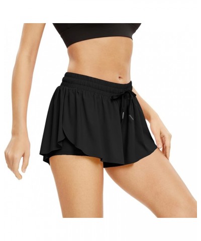 Flowy Athletic Shorts for Women Gym Yoga Workout Running Skort Spandex Tennis Skirts Cute Clothes Summer Black $17.99 Activewear