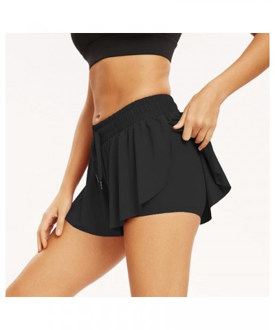 Flowy Athletic Shorts for Women Gym Yoga Workout Running Skort Spandex Tennis Skirts Cute Clothes Summer Black $17.99 Activewear