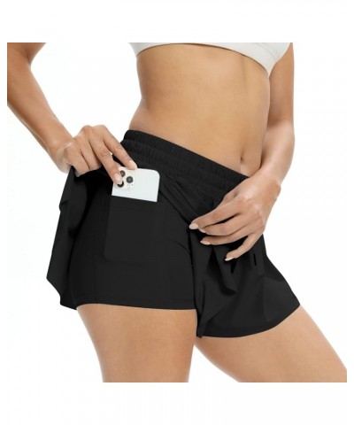 Flowy Athletic Shorts for Women Gym Yoga Workout Running Skort Spandex Tennis Skirts Cute Clothes Summer Black $17.99 Activewear