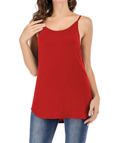 Women's Cute Criss Cross Back Tank Tops Loose Hollow Out Camisole Shirt Red $11.39 Tanks