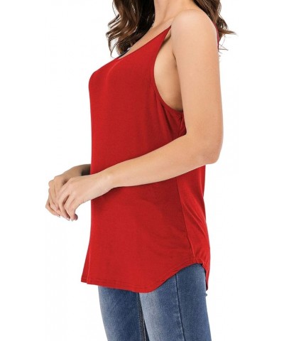 Women's Cute Criss Cross Back Tank Tops Loose Hollow Out Camisole Shirt Red $11.39 Tanks