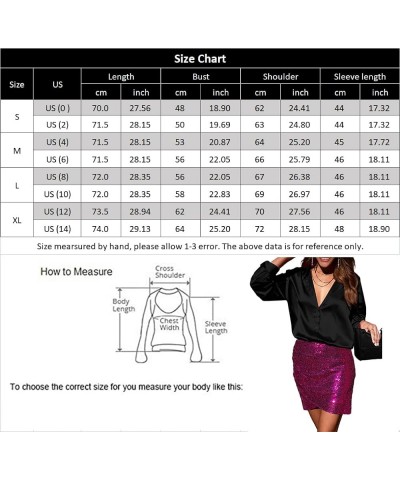 Womens Shirts Satin Silk Blouse Button Down Shirts Long Sleeve Loose Blouses Shirts Business Casual Tops Black $9.89 Blouses