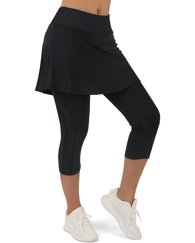 Skirted Legging for Women, Yoga Legging with Skirts &Women Tennis Leggings Clothes Pockets All Black-2254 $21.30 Skirts