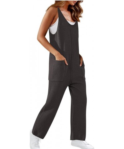 Womens Fleece Overalls Winter Warm One-Piece Bibs Ski Pants Casual Adjustable Strap Sleeveless Loose Jumpsuits Pocket B1-dark...