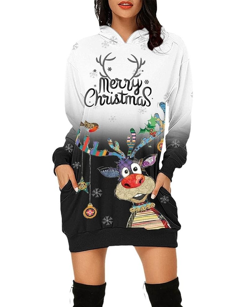 Womens Christmas Sweaters 2023 Trendy Sexy Christmas Graphic Print Mid-Length Crew Neck Long Sleeve Hooded Sweatshirts 11blac...