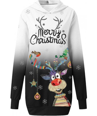 Womens Christmas Sweaters 2023 Trendy Sexy Christmas Graphic Print Mid-Length Crew Neck Long Sleeve Hooded Sweatshirts 11blac...