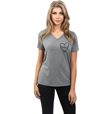 Badass at Heart Women's Relaxed V-Neck T-Shirt Tee Heather Grey $14.28 T-Shirts