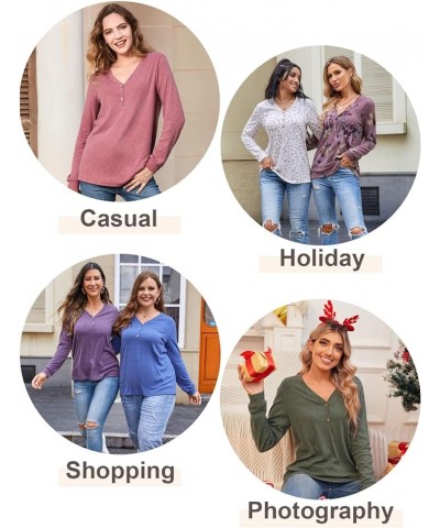 Womens Button Up T-Shirts Long Sleeve Henley Tunic Tops V-Neck Casual Sweatshirt Three Buttons Beige $14.39 Tops