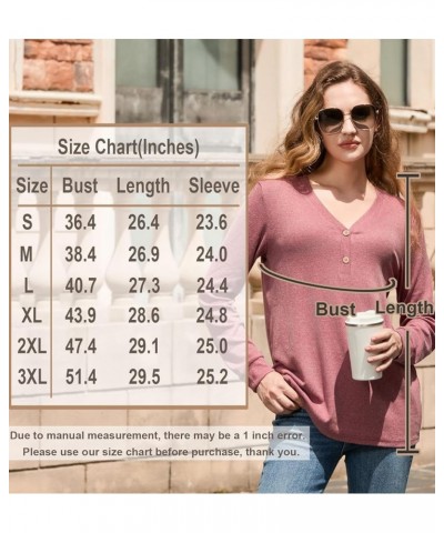 Womens Button Up T-Shirts Long Sleeve Henley Tunic Tops V-Neck Casual Sweatshirt Three Buttons Beige $14.39 Tops