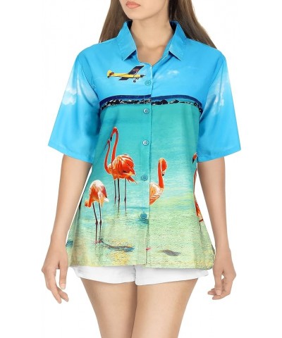 Women's Button Down Blouses Colorful Blouses Vacation Party Short Sleeve Relaxed Holidays Bohemian Summer for Women Flamingos...