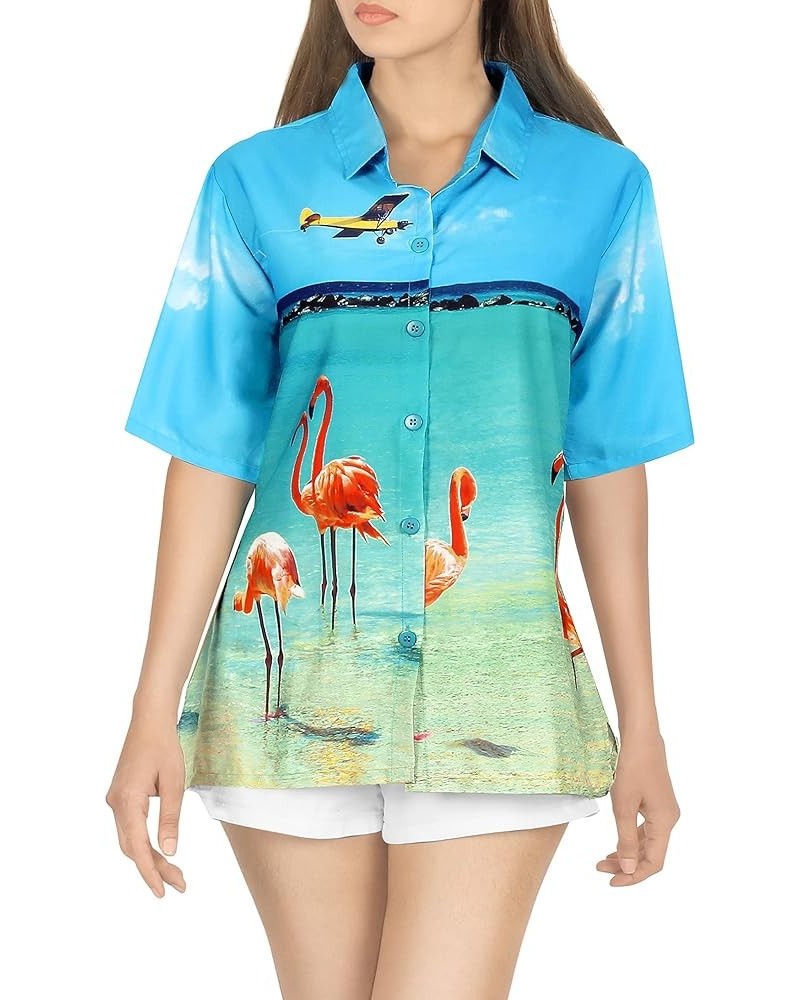 Women's Button Down Blouses Colorful Blouses Vacation Party Short Sleeve Relaxed Holidays Bohemian Summer for Women Flamingos...