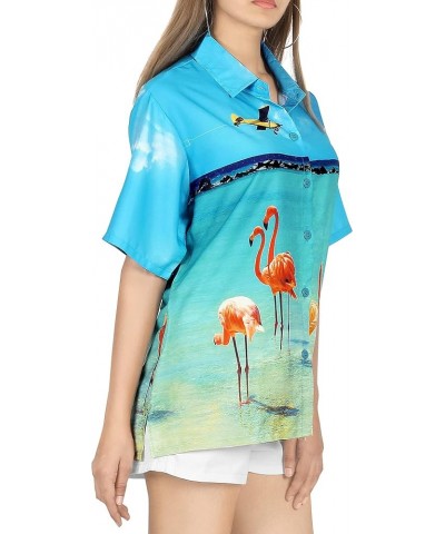 Women's Button Down Blouses Colorful Blouses Vacation Party Short Sleeve Relaxed Holidays Bohemian Summer for Women Flamingos...