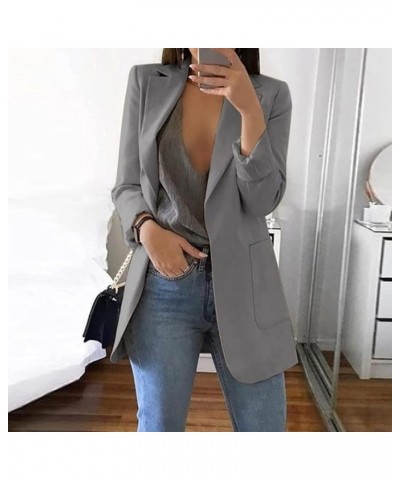 Women's Casual Blazers Open Front Long Sleeve Outerwear Fashion Solid Color Cardigan Crop Slim Fitting Blazer Coats for Women...