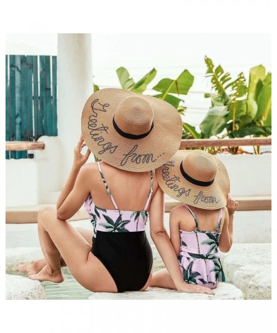 Mommy and Me Swimsuits One Piece Family Matching Swimwear Coconut Tree Printed Deep V Neck Bathing Suits Boys Pink Coconut Tr...