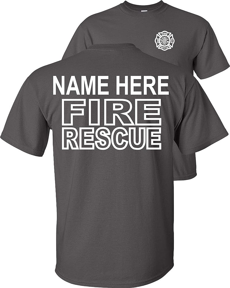 Custom Fire Rescue T-Shirt Personalized Charcoal $14.94 T-Shirts