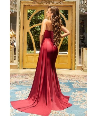 Women's One Shoulder Mermaid Bridesmaid Dresses for Wedding Long Satin Bodycon Prom Formal Evening Gowns with Slit 822 Burnt ...