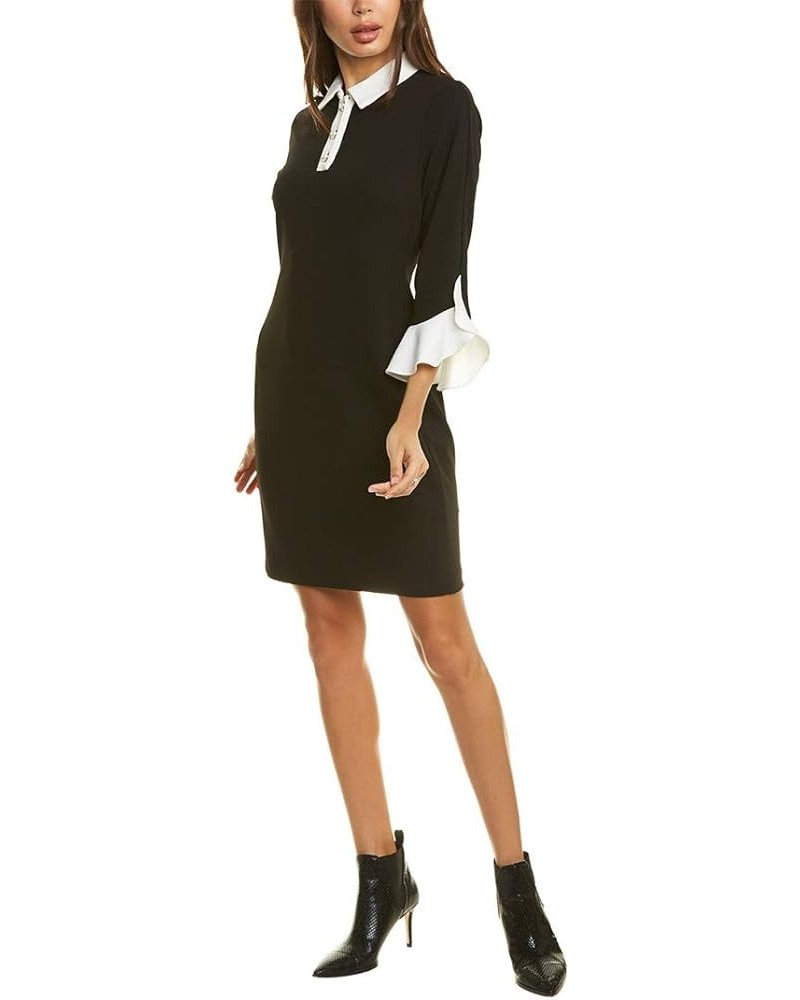 Women's Tulip Sleeve Crepe Dress Black $21.48 Dresses