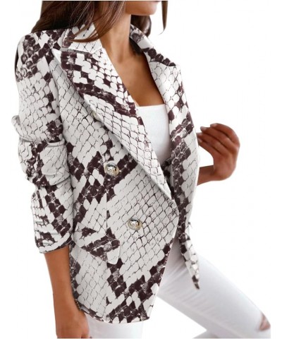 Blazer Jackets for Women Plus Size,Women's Blazer Double Breasted Blazer Long Sleeve Lapel Button Slim Work Office White19 $1...