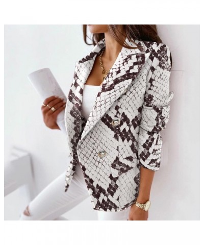 Blazer Jackets for Women Plus Size,Women's Blazer Double Breasted Blazer Long Sleeve Lapel Button Slim Work Office White19 $1...