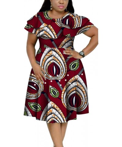 New Bazin Riche African Ruffles Collar Dresses for Women Dashiki Print Pearls Dresses Women African Clothing T11 $26.65 Dresses