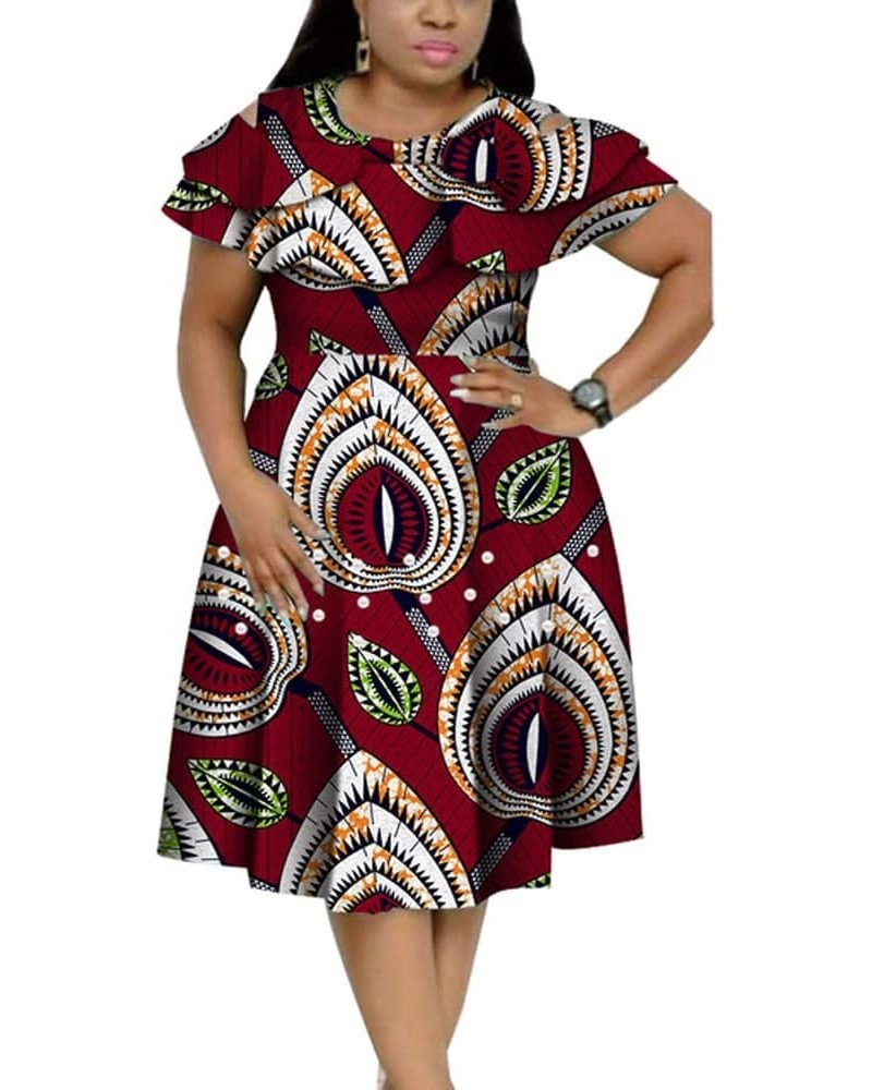 New Bazin Riche African Ruffles Collar Dresses for Women Dashiki Print Pearls Dresses Women African Clothing T11 $26.65 Dresses