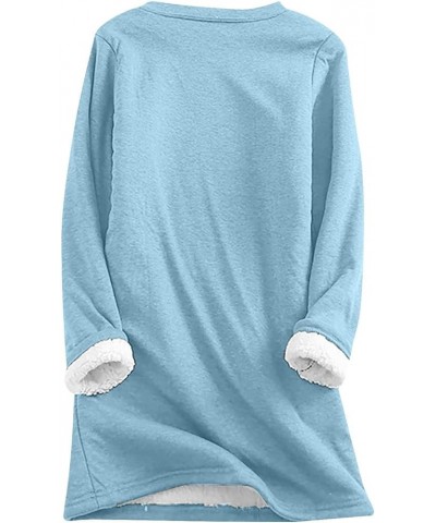 Fleece Lined Sweatshirt Women's Sherpa Lined Sweatshirt Winter Warm Fleece Crewneck Pullover Loungewear 03-sky Blue $10.25 Ac...