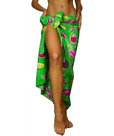 Hawaiian Sarong Pareo Beach Wrap for Women Funky Casual Bikini Cover Up Very Loud Swimsuit Flamingo Melon Print Cover-up Flam...