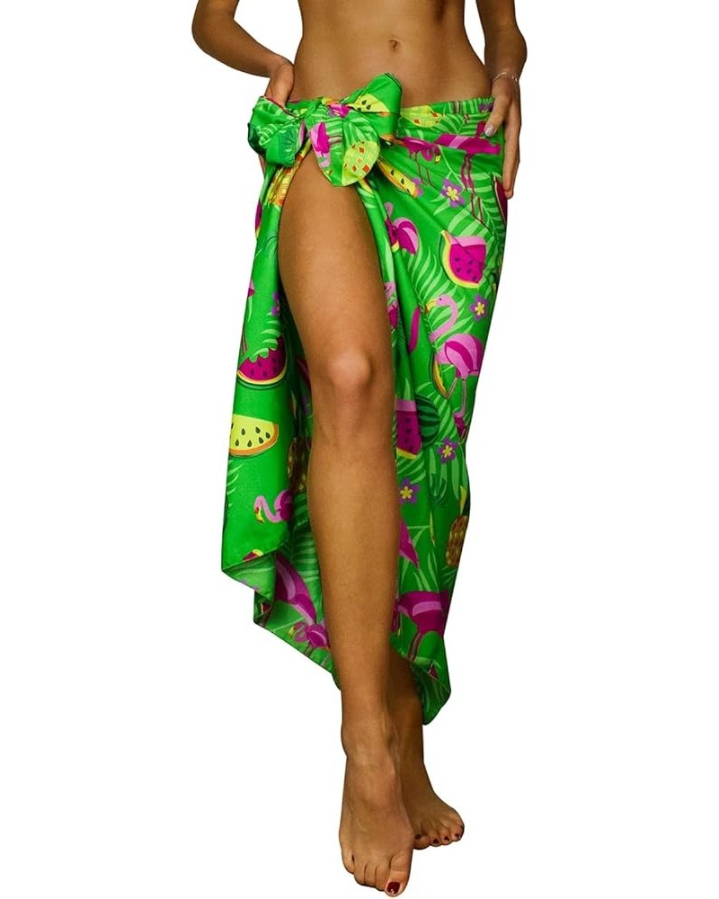 Hawaiian Sarong Pareo Beach Wrap for Women Funky Casual Bikini Cover Up Very Loud Swimsuit Flamingo Melon Print Cover-up Flam...