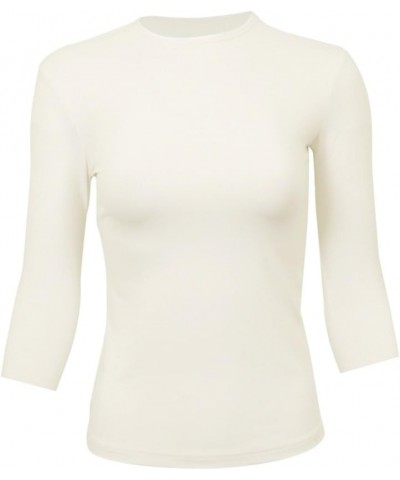 Women's Nylon 3/4 Sleeve Top LL3QS Glory Vanilla $24.99 Tops