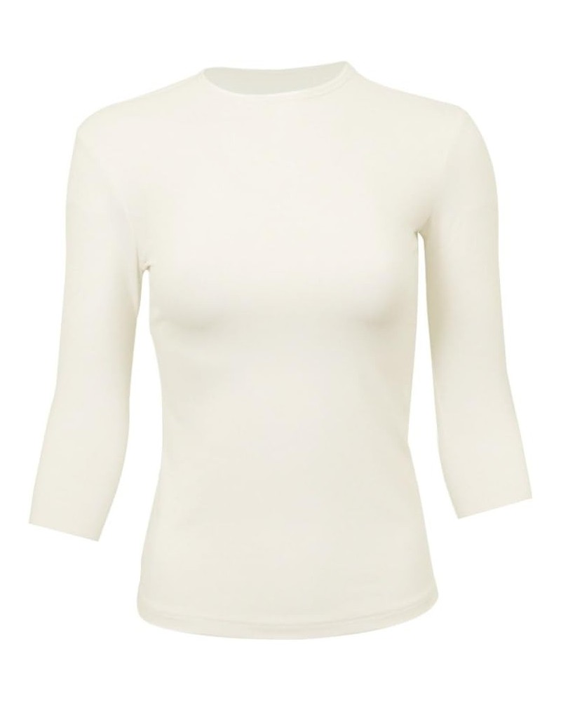 Women's Nylon 3/4 Sleeve Top LL3QS Glory Vanilla $24.99 Tops