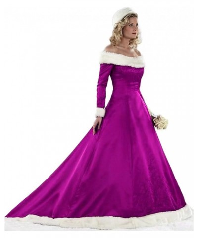 Women's Long Sleeves Bridal Dresses Red Ball Gown for Christmas Quinceanera Dress Plus Size Winter Wedding Dress Fushsia $51....