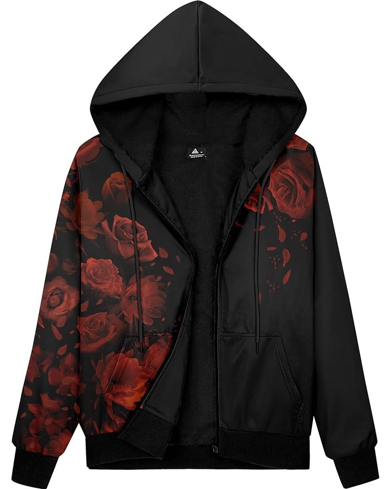 Zip Up Hoodies for Women Warm Fall Winter Fleece Jacket Casual Hooded Sweatshirts Thick Sherpa Lined 25-rose $24.29 Jackets