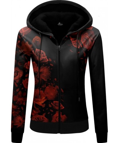 Zip Up Hoodies for Women Warm Fall Winter Fleece Jacket Casual Hooded Sweatshirts Thick Sherpa Lined 25-rose $24.29 Jackets