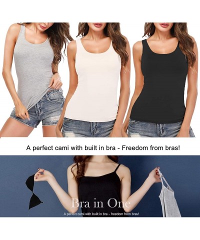 Tank Top with Built in Bra Cup for Women Casual Wide Strap Sleevless Layer Camisole Yoga Top Pack S-3XL White - Black $10.75 ...