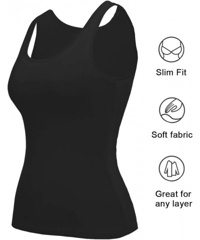 Tank Top with Built in Bra Cup for Women Casual Wide Strap Sleevless Layer Camisole Yoga Top Pack S-3XL White - Black $10.75 ...