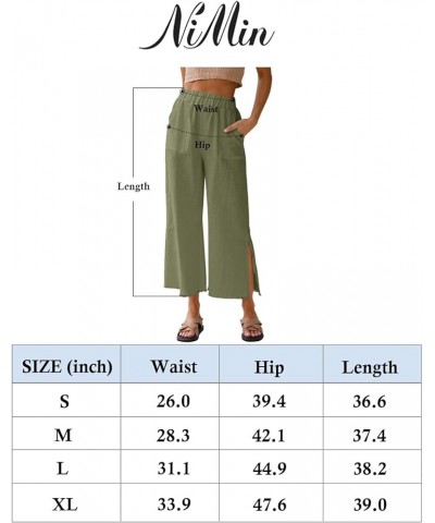 Womens Capri Wide Leg Pants Casual High Waist Linen Palazzo Pants Loose Summer Slacks with Pockets 2024 Blue Grey $20.99 Pants