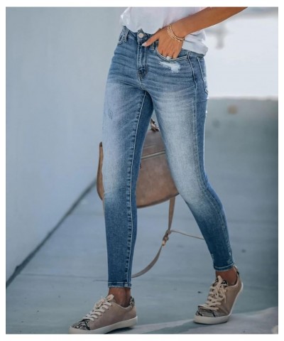 Women's Ripped Skinny Jeans Distressed Stretchy Denim Pants M006-blue $24.07 Jeans