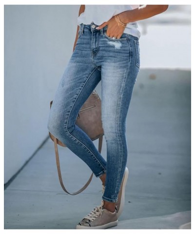 Women's Ripped Skinny Jeans Distressed Stretchy Denim Pants M006-blue $24.07 Jeans