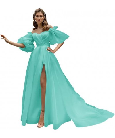 Puffy Prom Dresses Sweetheart Wedding Bride Dress Long Tulle Lace Ball Gowns Turquoise $40.50 Dresses